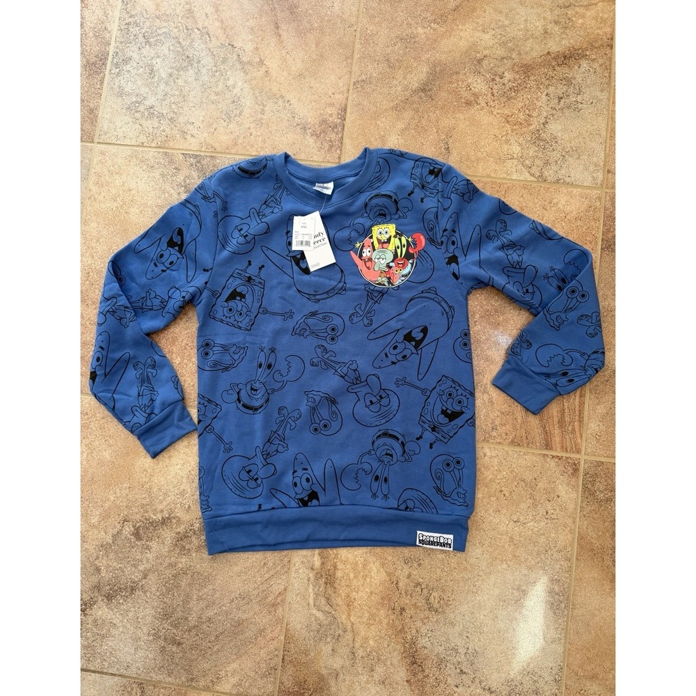 Nickelodeon Boy's SpongeBob SquarePants Graphic Fleece Sweatshirt, XXL -Blue NWT